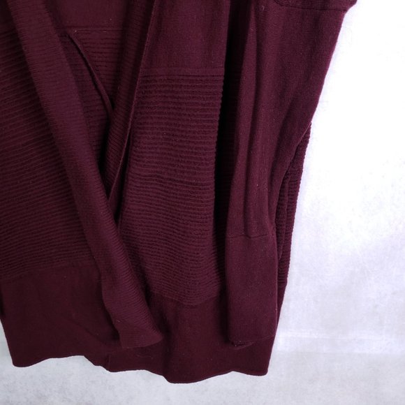 Lululemon Women's Sz 12 100% Merino Wool Open Front Cardigan Wrap Wine Maroon - Picture 4 of 8